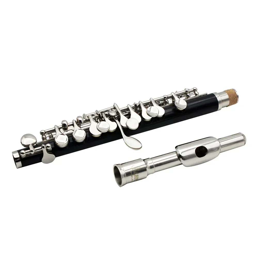 Black Silver Piccolo Professional C Key Piccolo with Padded Case Cleaning Cloth Stick Screwdriver Accessories