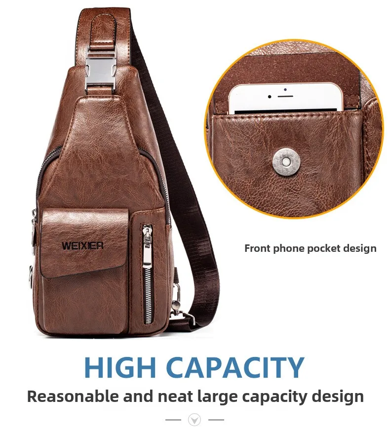 2025 Men's Chest Bag, Outdoor Casual Men's Crossbody Bag, Multifunctional Waterproof Single Shoulder Backpack, Chest Bag