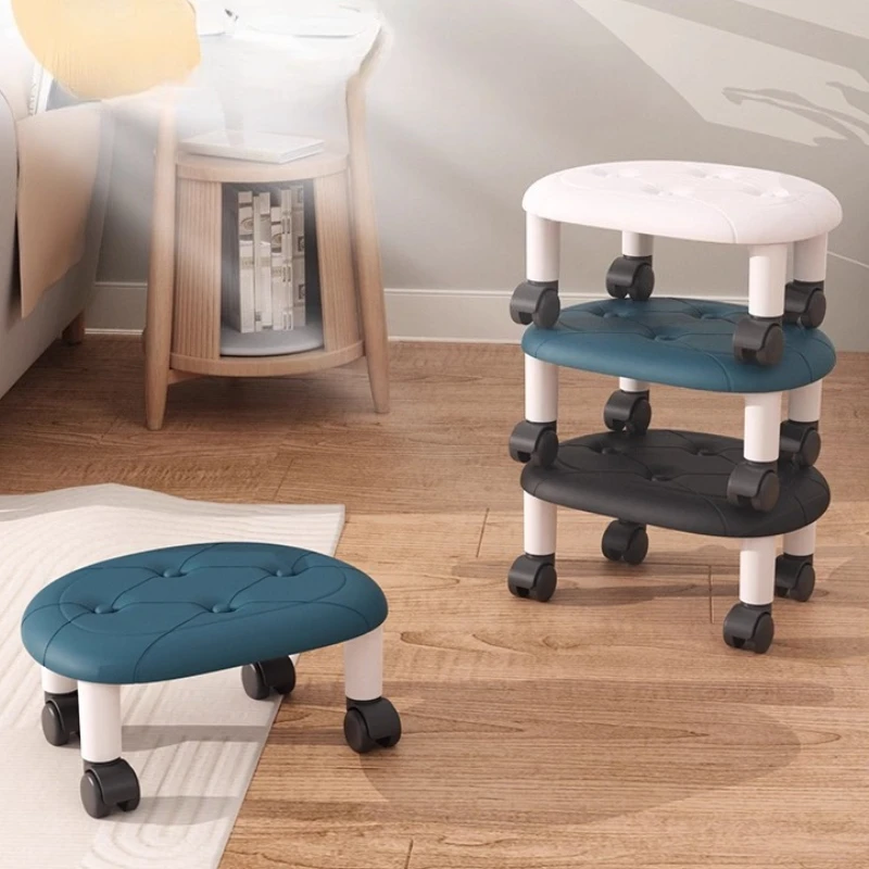 Pulley low stool universal wheel cute household plastic bench minimalist children's leisure Kitchen