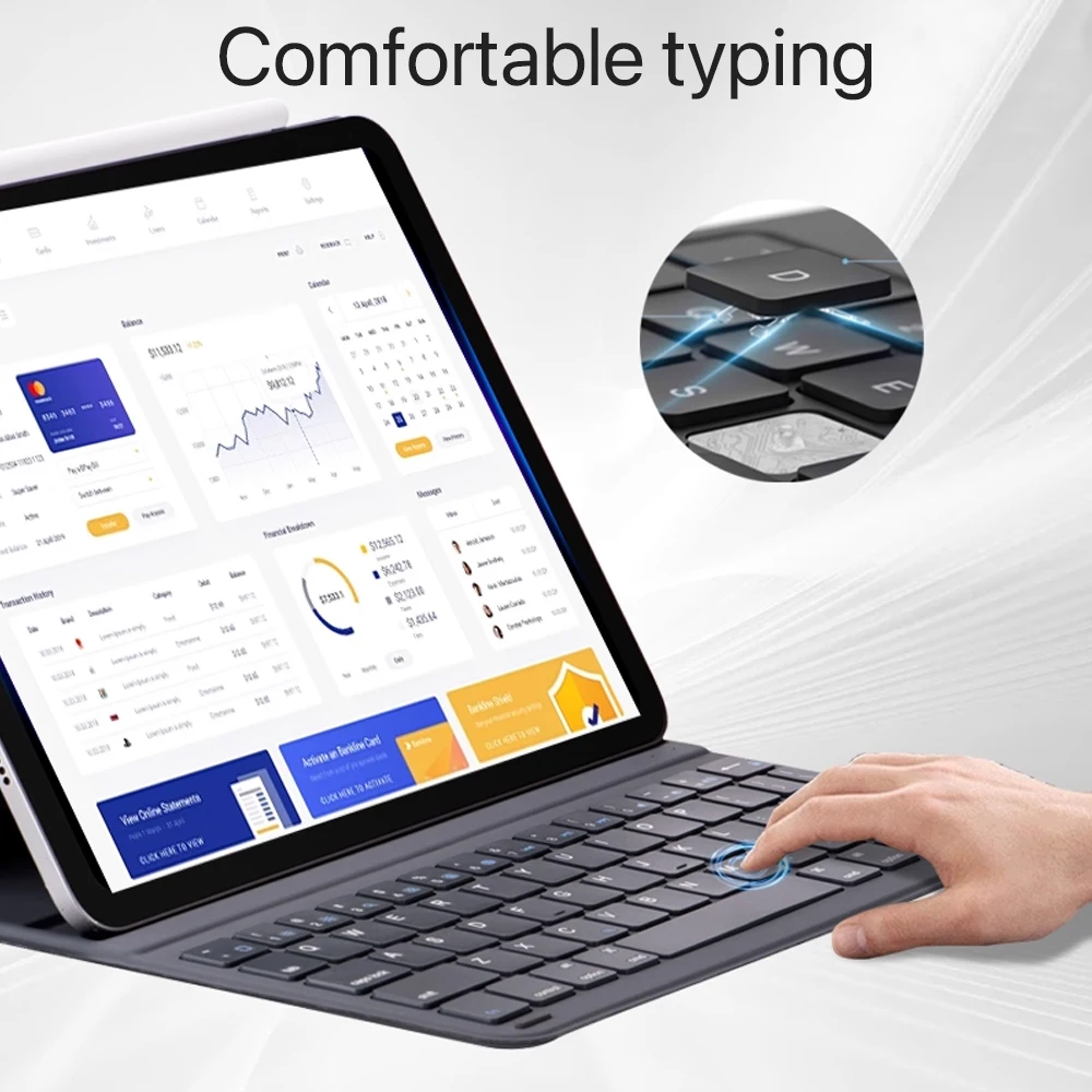 Teclado inalámbrico Bluetooth mágico para iPad 2025 A16 iPad Air 4 5 funda Pro 11 12,9 2018-2022 funda para iPad con soporte para teclado y tableta