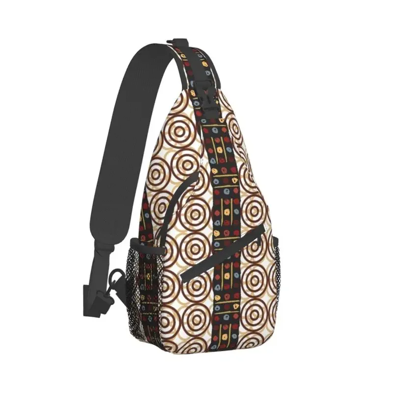 African Kitenge Ankara Print Crossbody Sling Backpack Men Africa Ethnic Tribal Shoulder Chest Bag for Cycling Camping Daypack