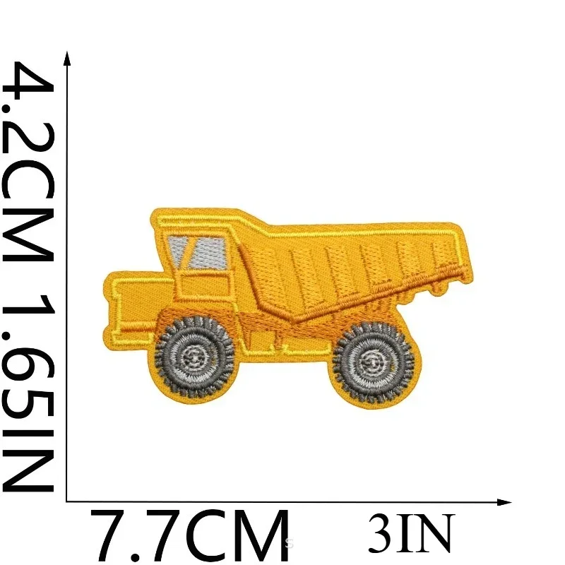 Construction Vehicle Embroidery Cloth Sticker Cartoon Bulldozer Patch Sticker Children's Clothing