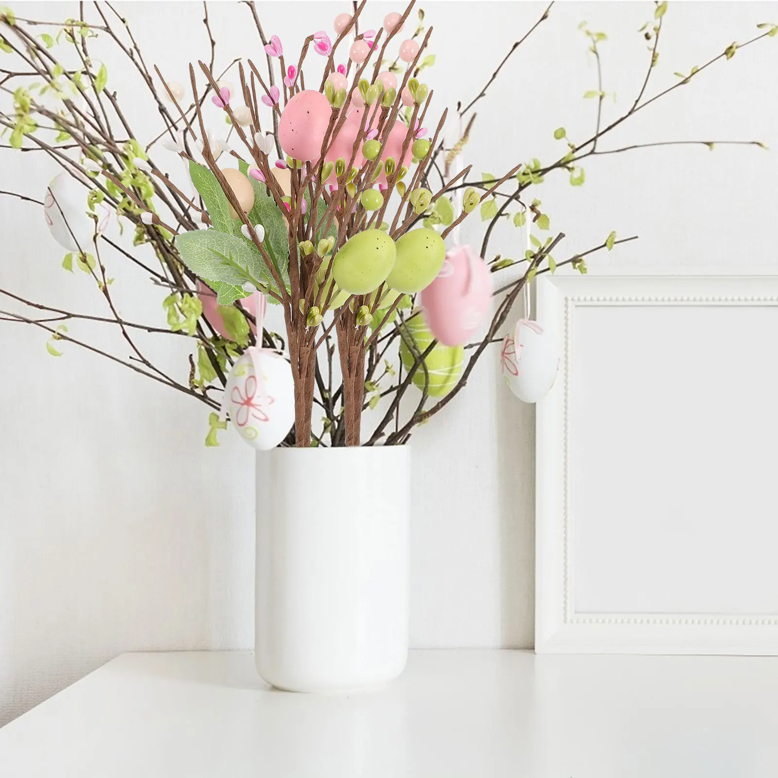 

6Pcs Easter Artificial Berry Branch Stems Simulation Egg Bouquet Home Decor Easter Party Decoration Spring Floral Picks