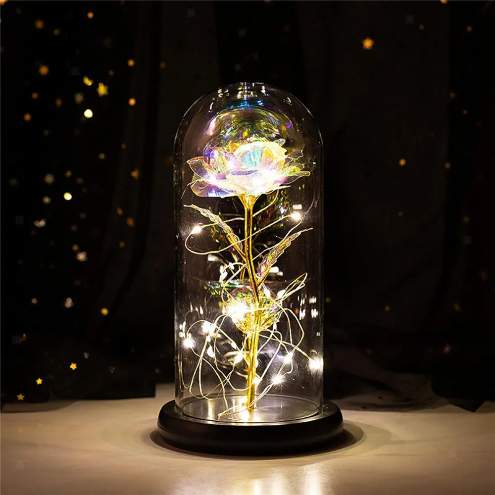 LED Enchanted Rose Light Artificial Plastic Flower In Day of