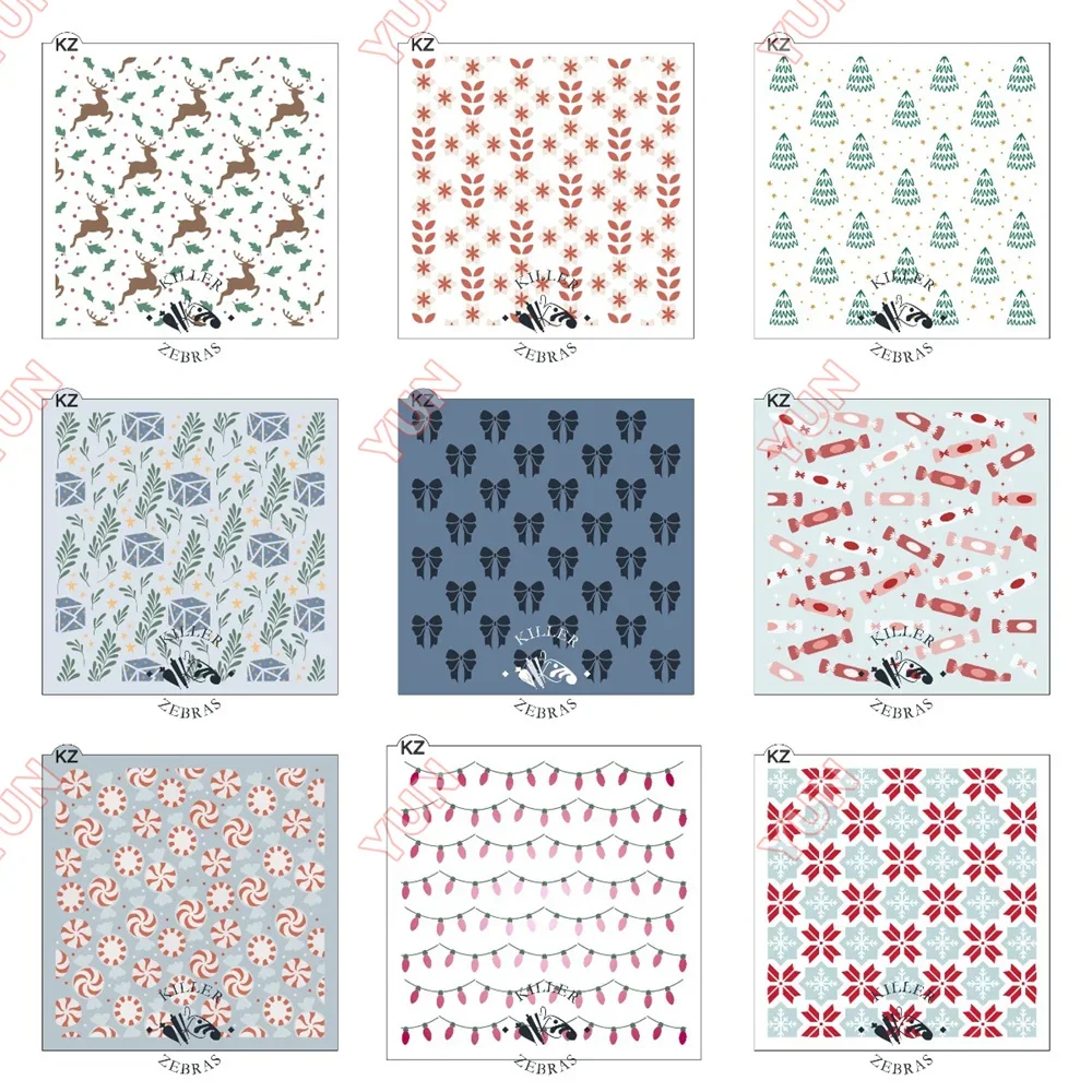 2024 جديد عيد الميلاد الاستنسل الحلوى الجنية أضواء الانحناء كيلو هرتز قالب التلوين الاستنسل DIY بها بنفسك بطاقة المعايدة اليدوية الحرفية سكرابوكينغ #1