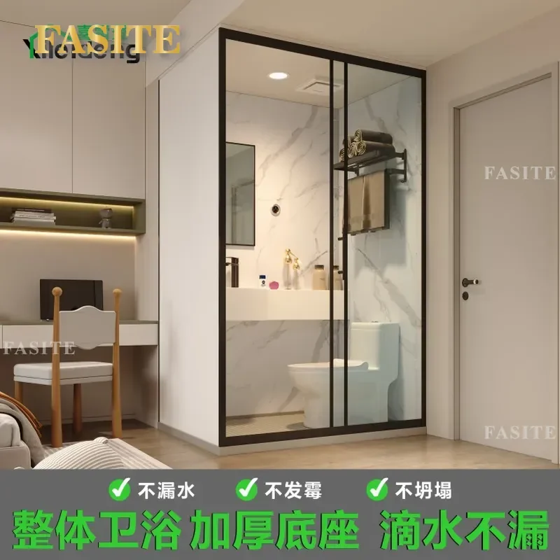 For Small Apartment Bathroom 1.3x1m Shower Room Enclosure Minimalist Style Compact Bath Cabin Space Saving Easy Install