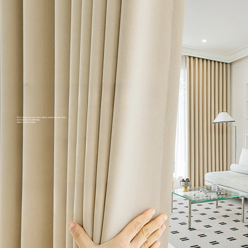 

New Velvet Expert Thickened Super Soft Chenille Cream Style Modern Simple Living Room Bedroom Light Blocking Curtains