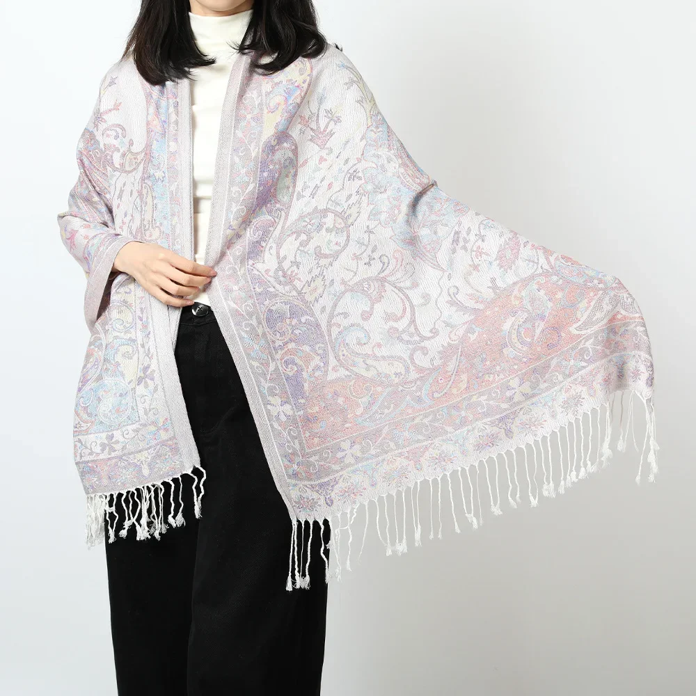 

Paisley Pashmina Jacquard Scarf Luxury Women Printed Silky Shawl Wrap Flowers Borders Winter Warm Echarpe Female Foulard