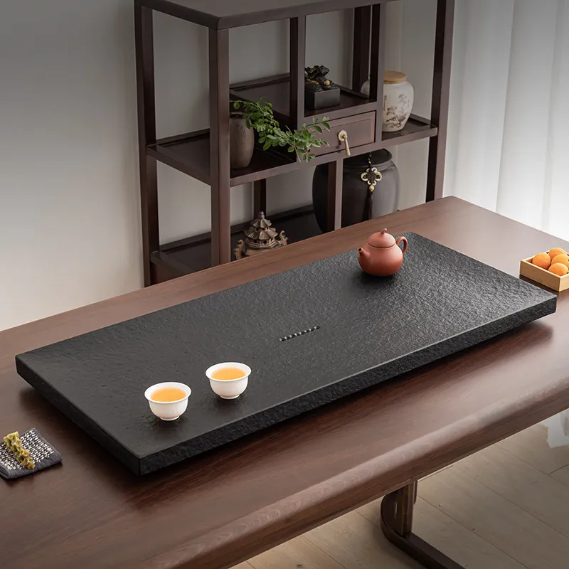 office Gongfu Tea Tray Accessories Chinese Marble Ceramic Tea Tray Rectangular Natural Stone bandejas de madera Tea Supplies