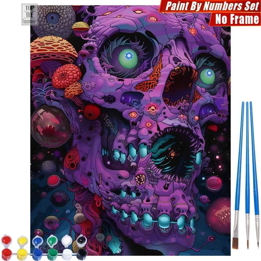 

Purple Skull Patterns DIY Digital Oil Painting Kit - Purple Skull Fantastical Room Decor Teacher'S Day Gift For Teacher