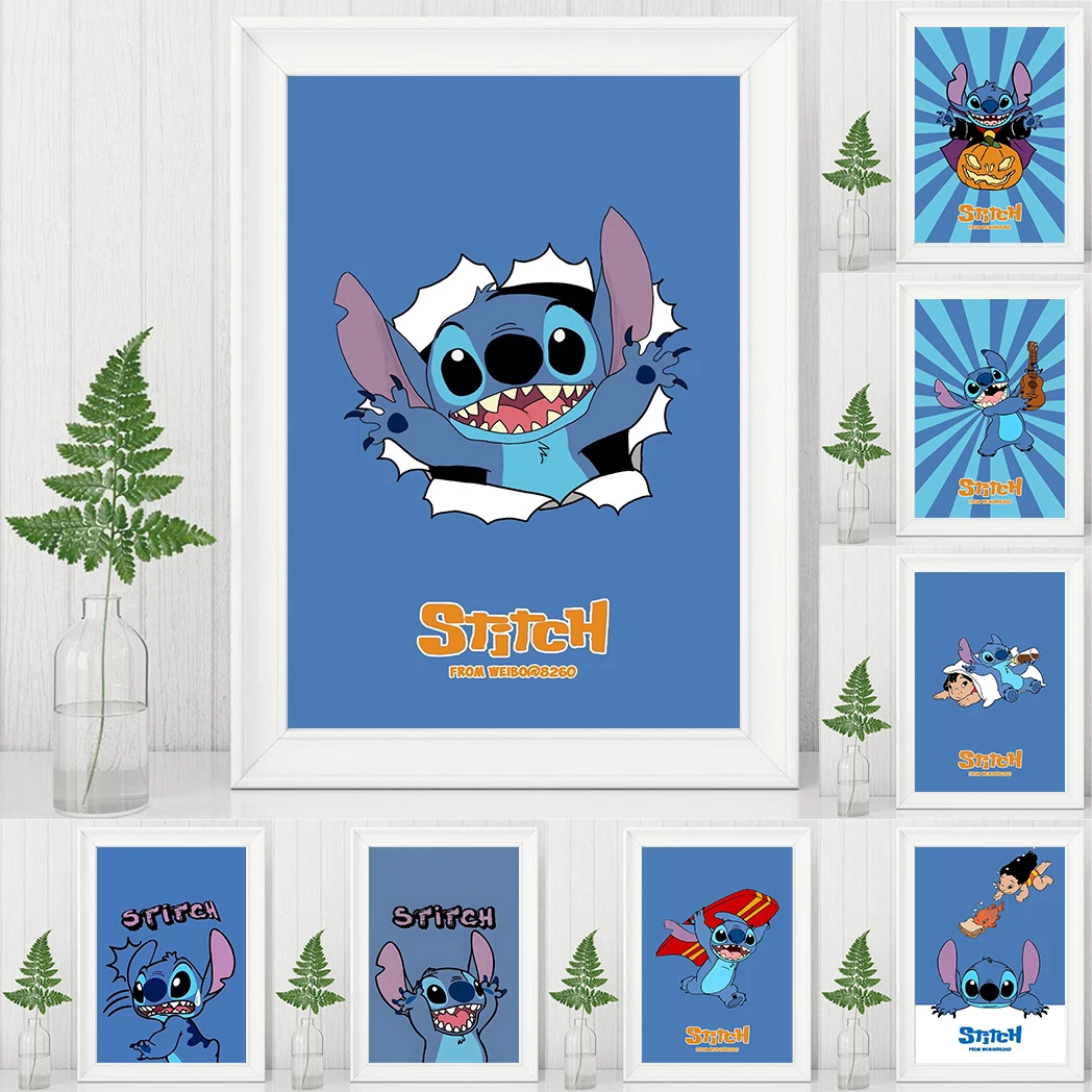 MINISO Disney Anime Wall Art Poster Super Cute Cartoon Stitch HD Canvas Painting Living Room Kids Bedroom Home Decor Wallpapers