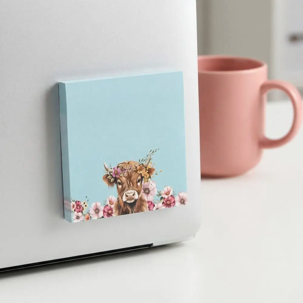 Planner Cartoon Design Sticky Notes Set Square Cute Cow Self-Stick Notes Notepad 80 Pages Sticky Notes School Supplies