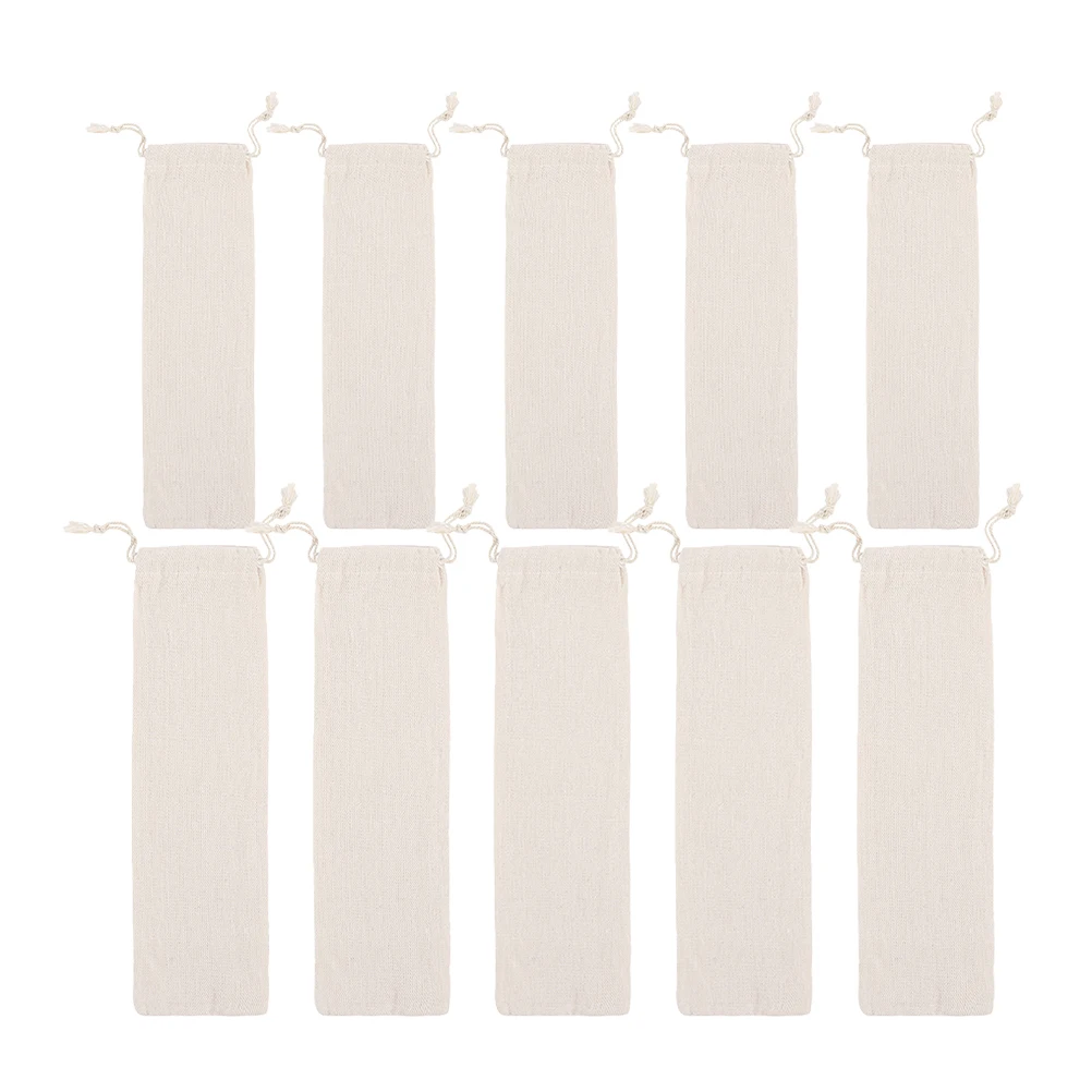 

10pcs Cutlery Storage Bag Portable Reusable Drawstring Straw Bags Dinnerware Case Tableware Holder Silverware Bags Chopsticks