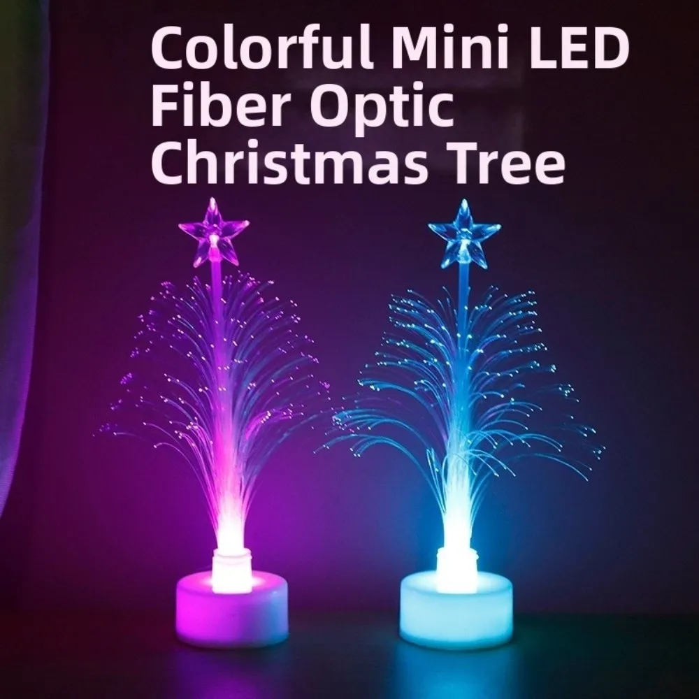 Mini Size Fiber Optic Lamp Colorful LED USB & Battery Christmas Tree Light Nightlight Function Xmas Tree Ornament Christmas Gift