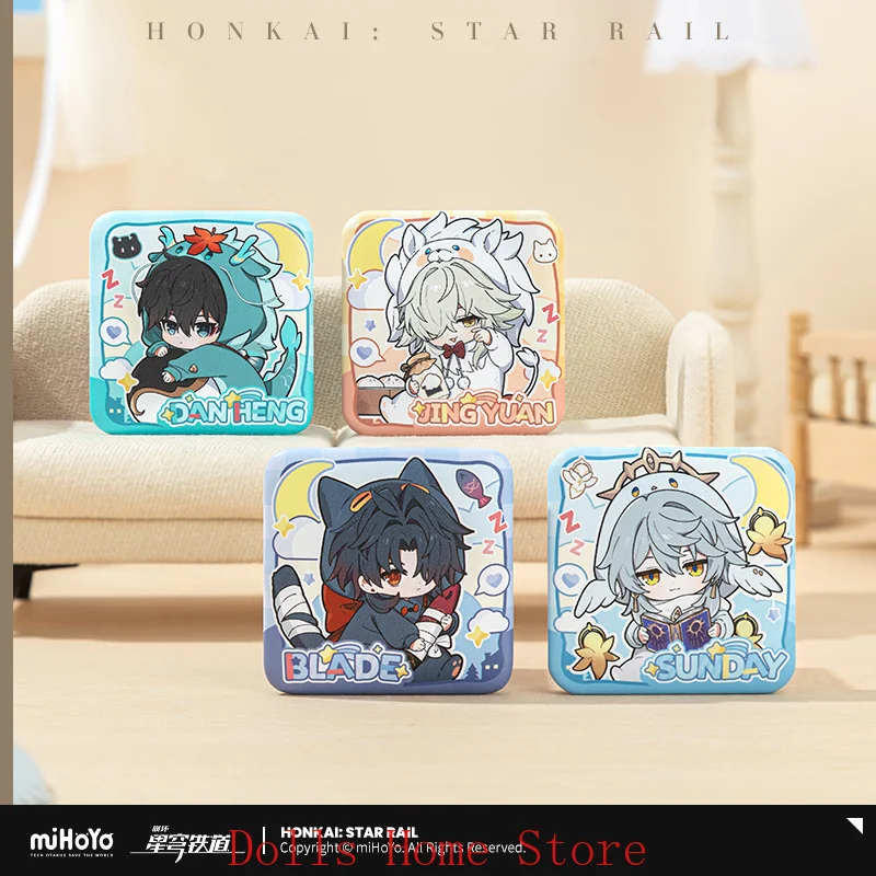 

Official miHoYo Game Honkai: Star Rail Boys' Dormitory Series Dan Heng JingYuan Cosplay Cute Q Square Badge Itabag Button Brooch