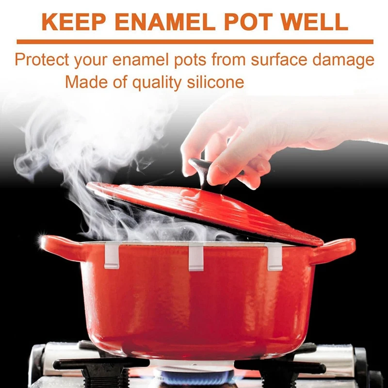 

12 шт., защитные зажимы для крышки голландской духовки, силиконовые защитные зажимы для посуды, гибкие бамперы для крышки кастрюли, аксессуары для подъемников, белый-A27R