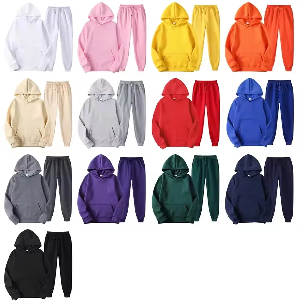 

Plain Fleece Sweatsuit Unisex Active Wear Men Two Piece Set Jogging Suits Wholesale Hoodie And Sweatpants Set Conjunto De Hombre