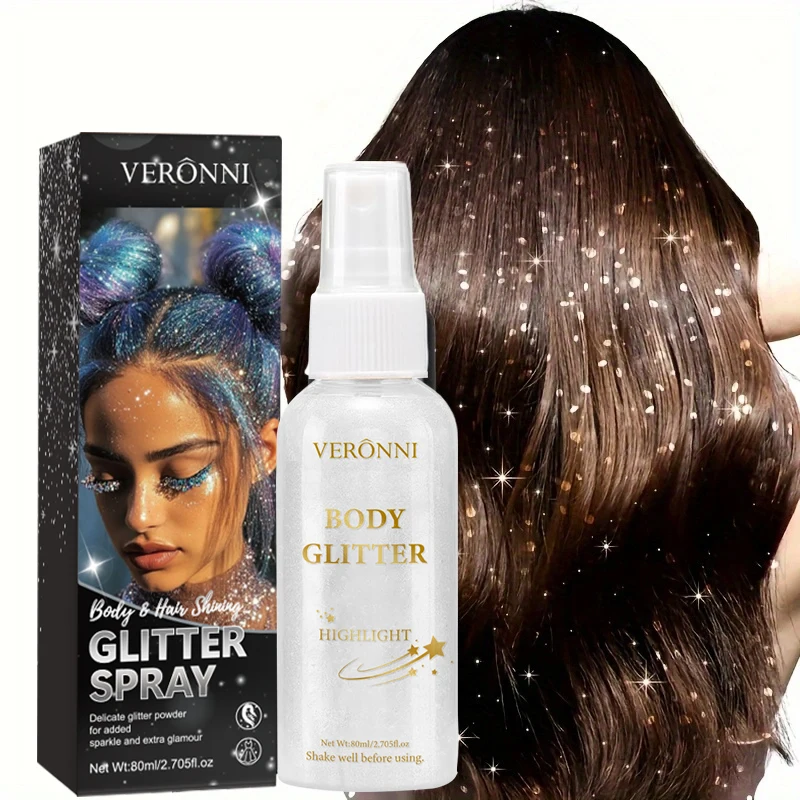 Spray surligneur liquide, poudre scintillante pour vêtements de cheveux, Spray scintillant pour le corps, cosmétiques de maquillage à paillettes à séchage rapide