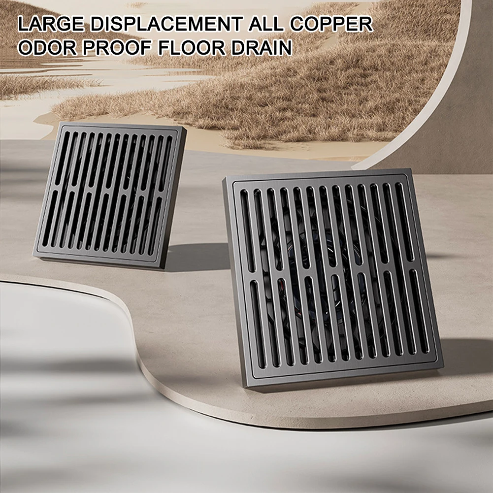 Shower Floor Drain Magnetic Square Floor Drain Strainer Stainless Steel Large Displacement Sink Water Drain Filter For Bathroom