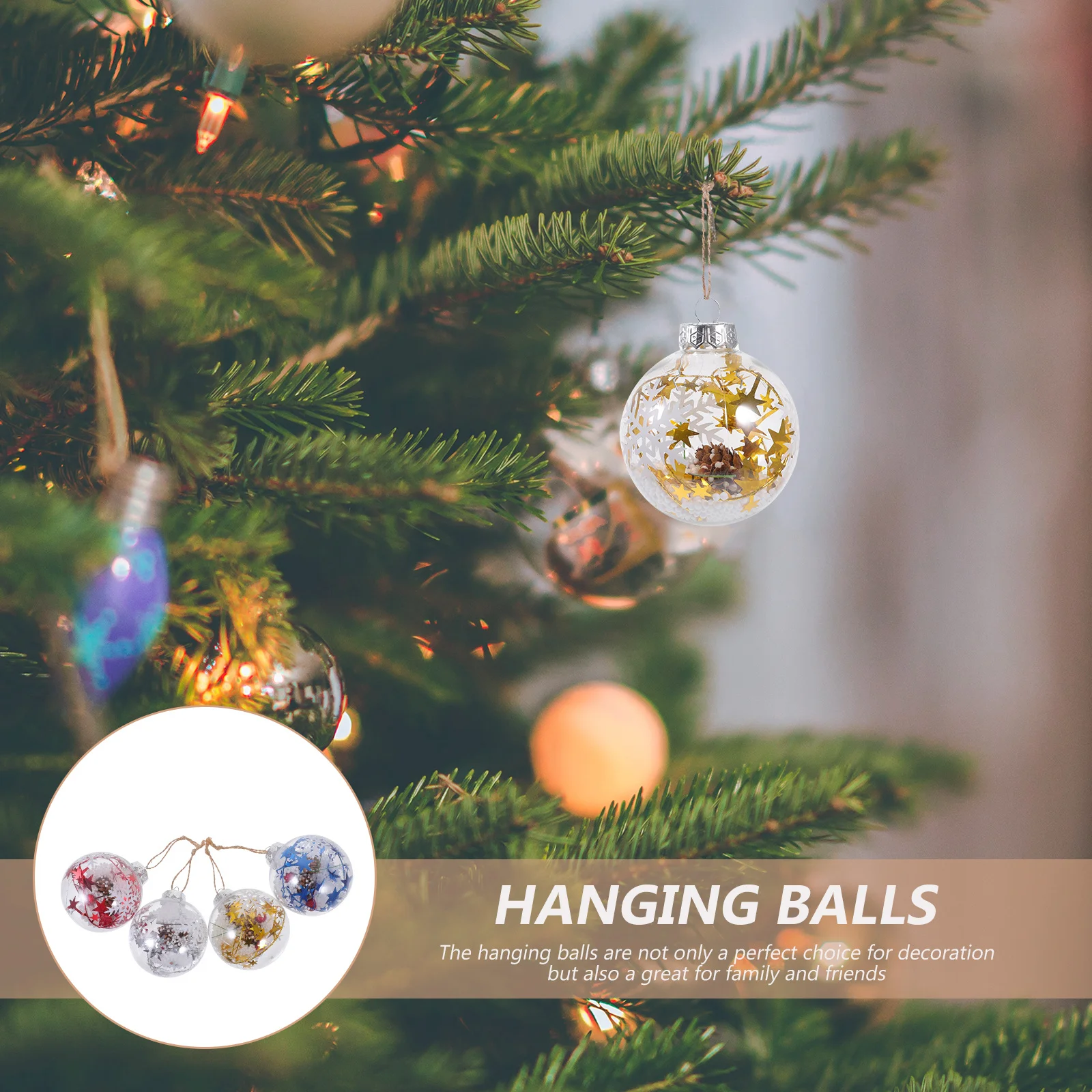 

4Pcs Ball Christmas Ornaments Shatterproof Hanging Decor for Xmas Tree Party Home Supplies Christmas Tree Hanging Ball