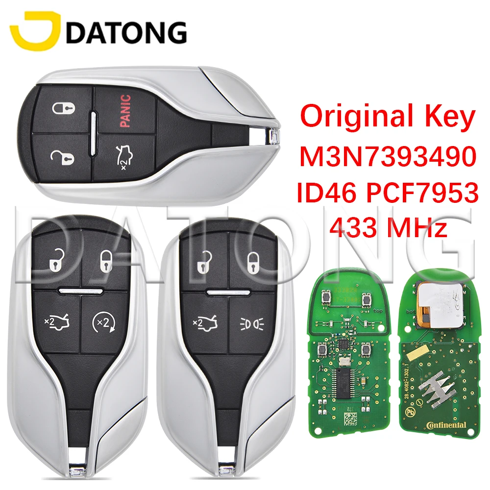 

Datong World Original Proximity Card ID46 PCF7953 433MHz M3N-7393490 Car Remote Key For Maserati Ghibli Quattroporte 2014-2016
