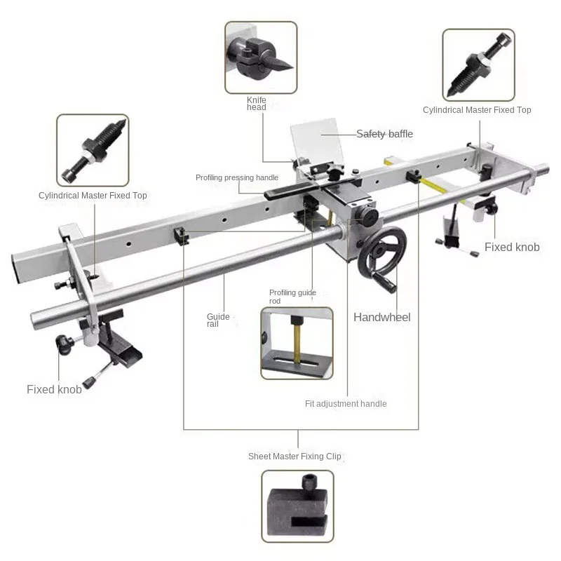 Woodworking Accessory Lathe Profiling Bracket with Guide Template Rest for Making Stair Baluster Handrail Furniture Leg