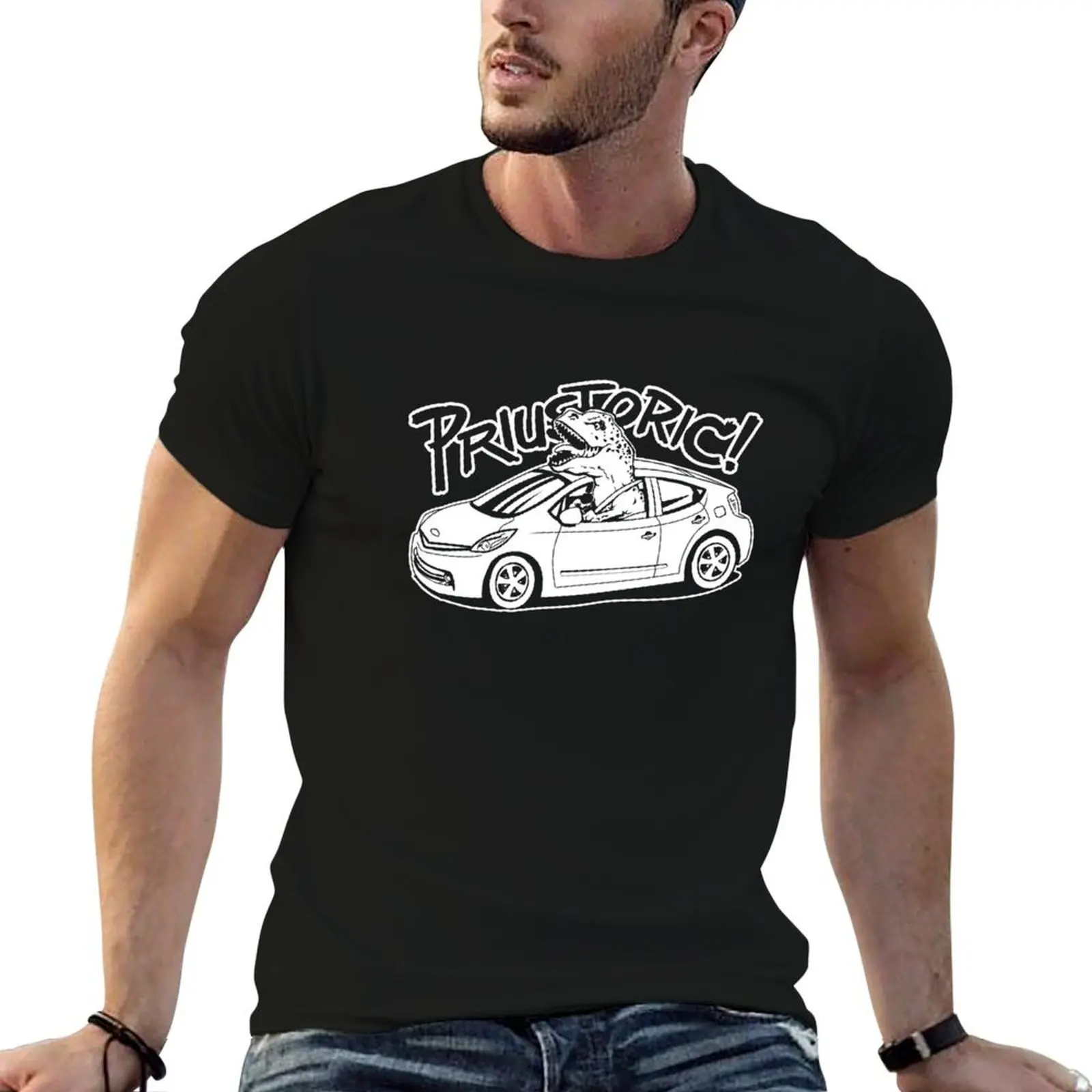 Priustoric -Funny T-Rex Dinosaur design for Hybrid Car Prius owners or people who own electric cars and consider Hybrids T-Shirt
