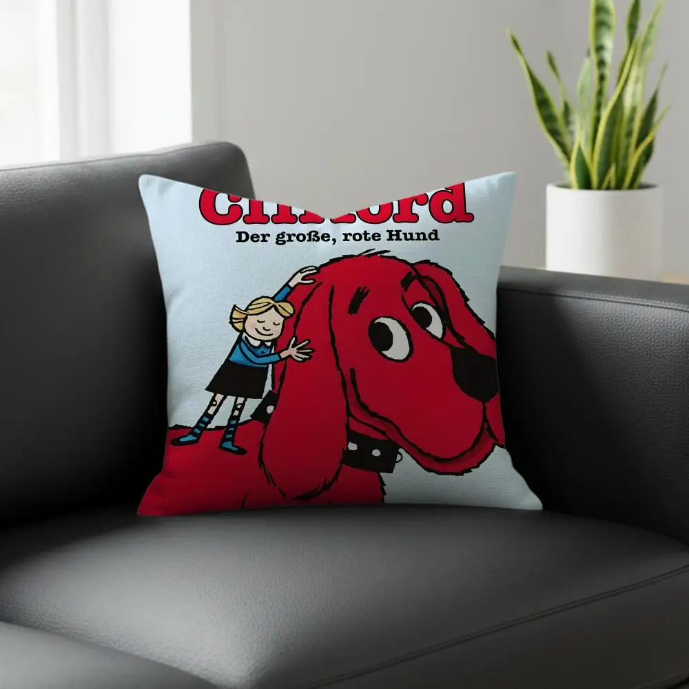 Cartoon Clifford the Big Red Dog Cushion Cover Natural Linen Pillowcase Set, All-in-One Decor for Sofa, Bedroom & Chair - view 5