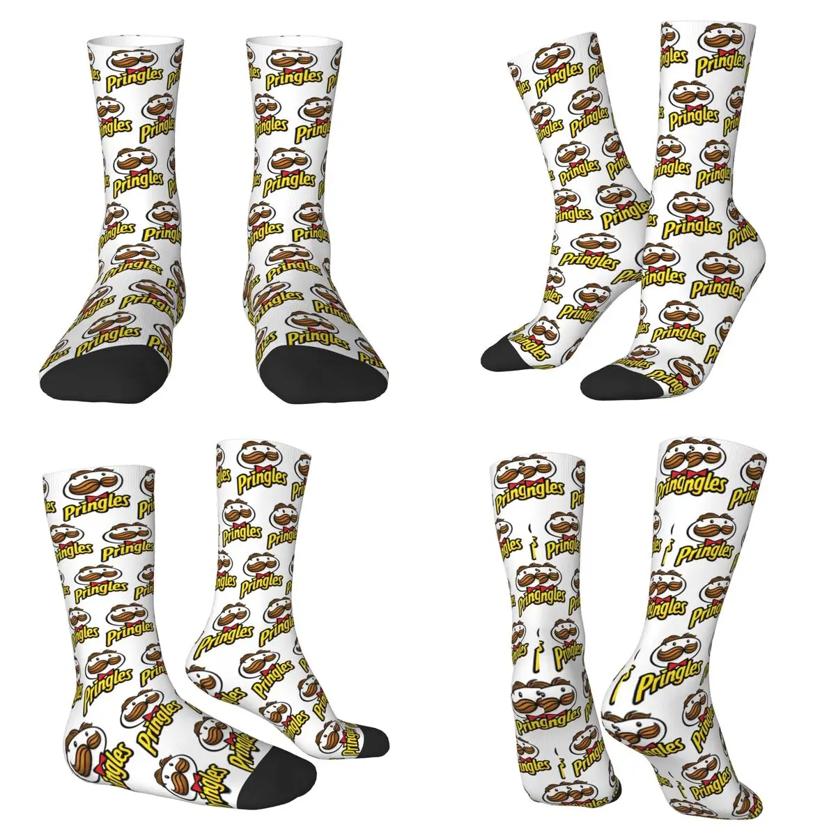 Potato Crisps Chips Pringles Print Socks Harajuku High Quality Stockings All Season Long Socks for Man Woman Valentine's Day