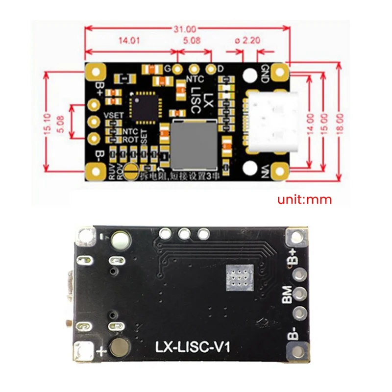 A29F-5PCS Type-C BMS Lithium Battery Charging Boost Module 8.4V 12.6V With Balanced Support Fast Charge With Indicator
