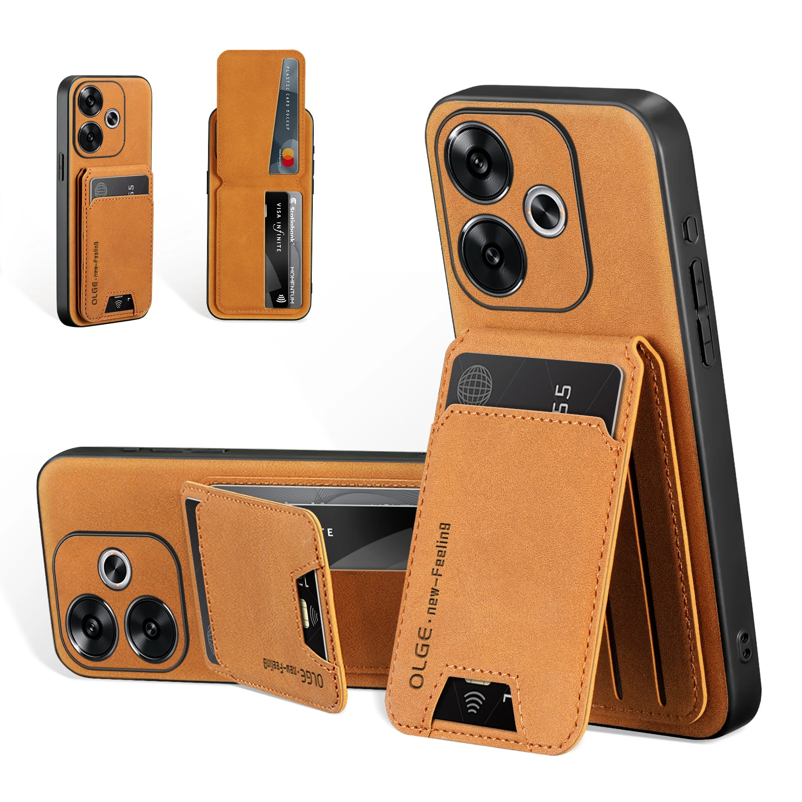 

Leather Wallet Case for POCO X8 Pro Max X8 Pro Cover 4-Cards Pocket Stand Holder Soft Matte Shockproof Full Camera Shell Fundas