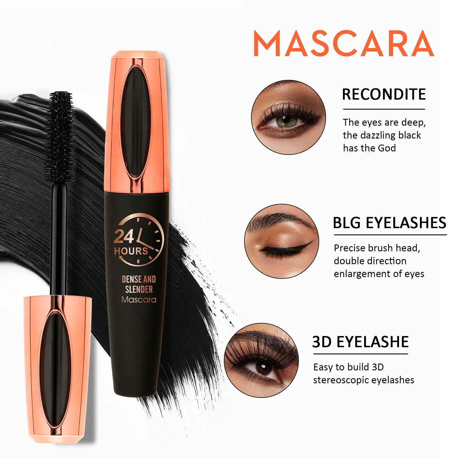 5D Waterproof Mascara Thick Eyelashes Extension Black Silk Fiber Mascara Female Makeup Cosmetic Waterproof Mascara
