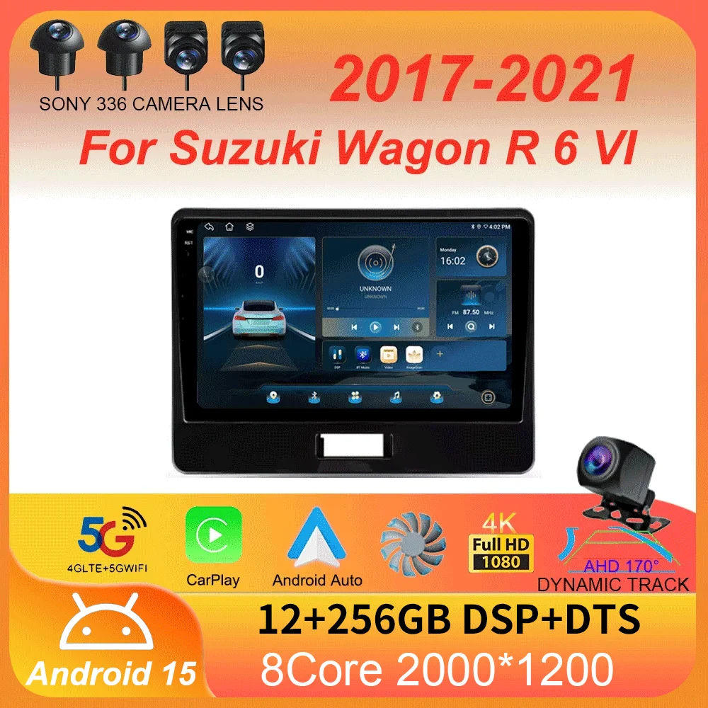 Android 15 For Suzuki Wagon R 6 VI 2017 - 2021 Car Radio Multimedia Video Player Navigation stereo GPS No 2din 2 din dvd