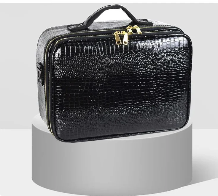 Professional Women PU leather makeup bag tattoo bag portable travel makeup bag Organizer Cosmetic Suitcase 3 layer cosmetic bag