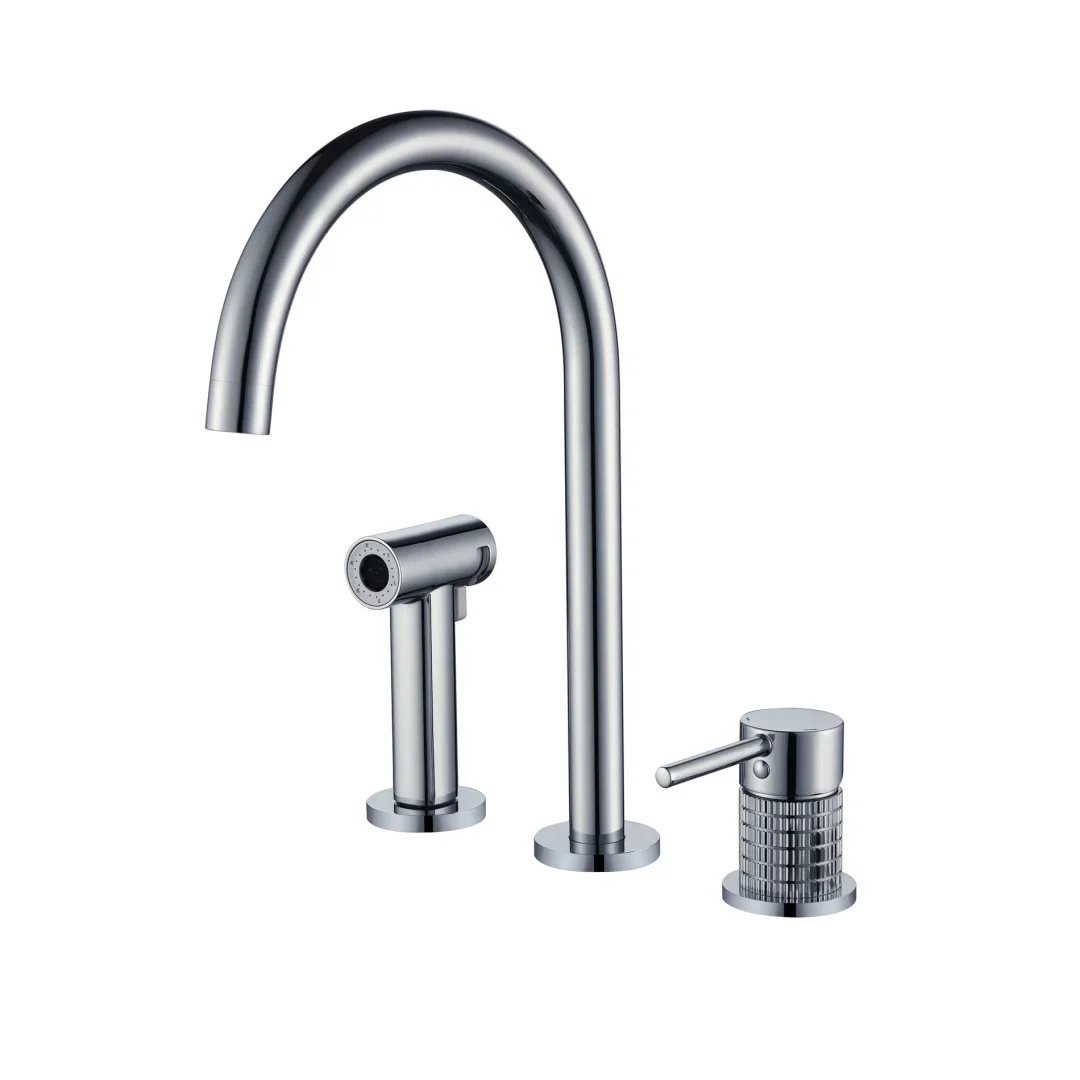 Brushed Gold Kitchen Faucet with Hand shower Head 3 Holes Pot Filler Faucet Tap Hot Cold Nickel Kitchen Tap Grey Sink Faucet