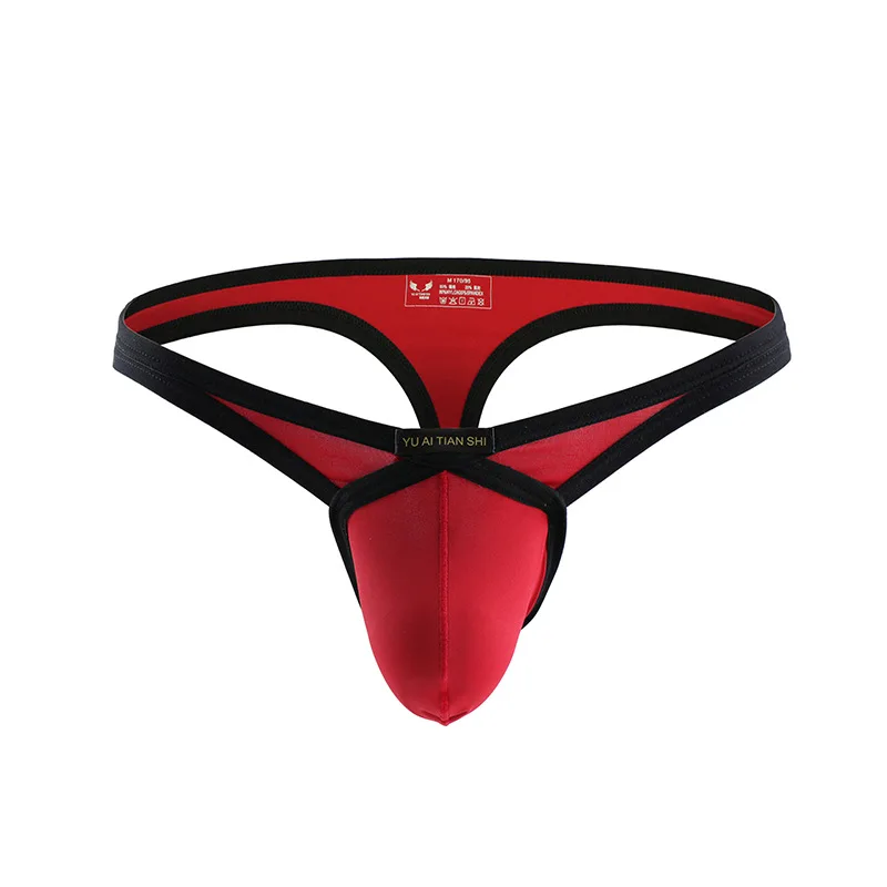 Men's Jockstrap Underwear Low Waist Breathable U Convex Pouch Lingerie Underpants Solid Color High Fork Panties Enhance T-Back
