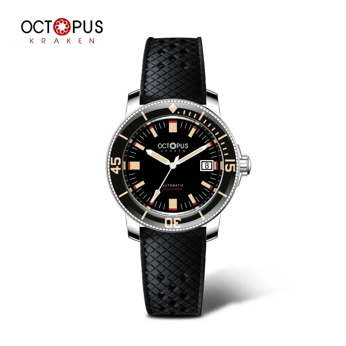 Octopus Kraken OCT-0019 40mm Retro Men's Watch 300m Diving Automatic Movement Watch Sapphire Crystal C3 Super Bright