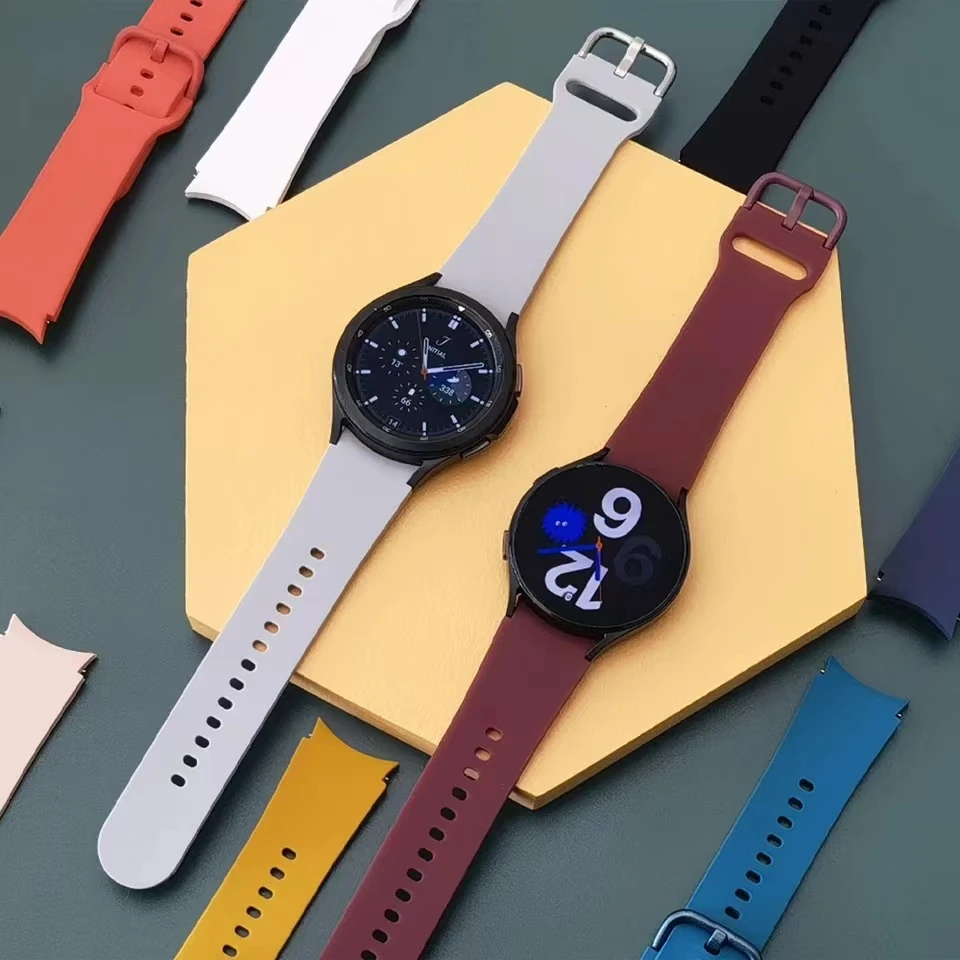 Pulseira de Silicone para Samsung Galaxy Watch, Pulseira de Substituição de Relógio Esportivo, 7, 6, 5, 4, 44mm, 40mm, 45mm, 47mm, 43mm, 46