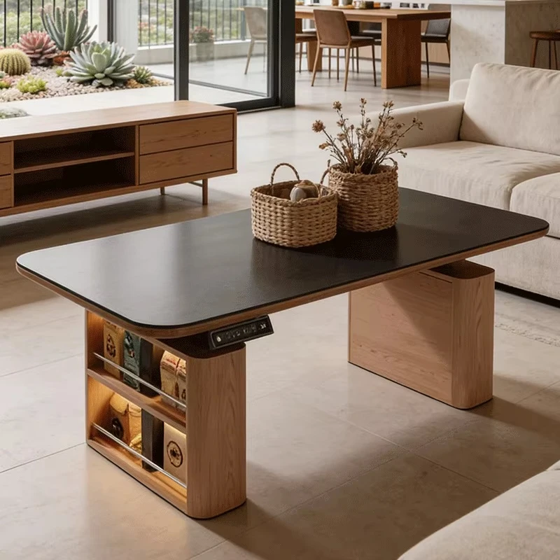 

# Электрический регулируемый по высоте кофейный и обеденный стол из массива дерева, многофункциональный, элитный дизайн, передвижной