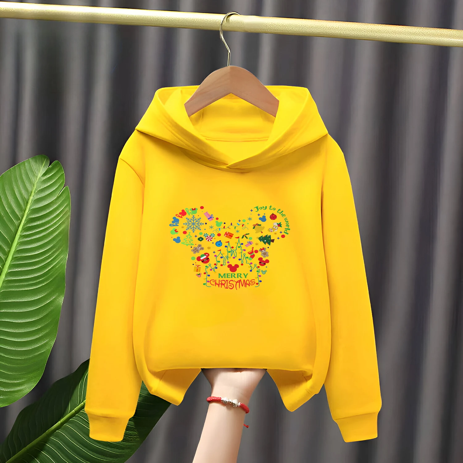 Disney Kids Hooded Sweatshirt Thick Warm Winter Pullover Cartoon Print Unisex Outfit for Boys and Girls