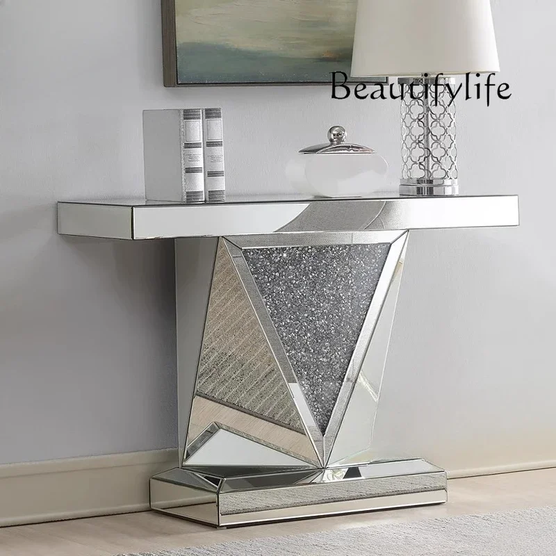 T European-style Entrance Table Entry End View Table Glass Mirror Furniture Modern Hotel Decoration Entrance Table
