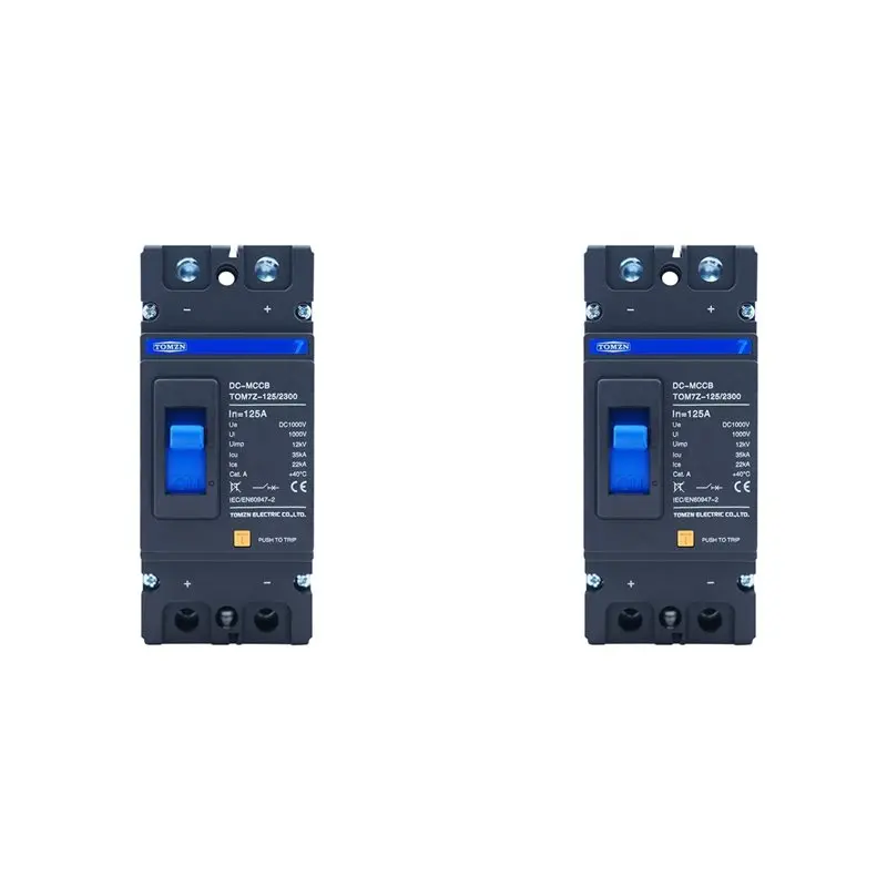 2X TOMZN 2P DC 1000V Solar Molded Case Circuit Breaker MCCB Overload Protection Switch Protector,125A