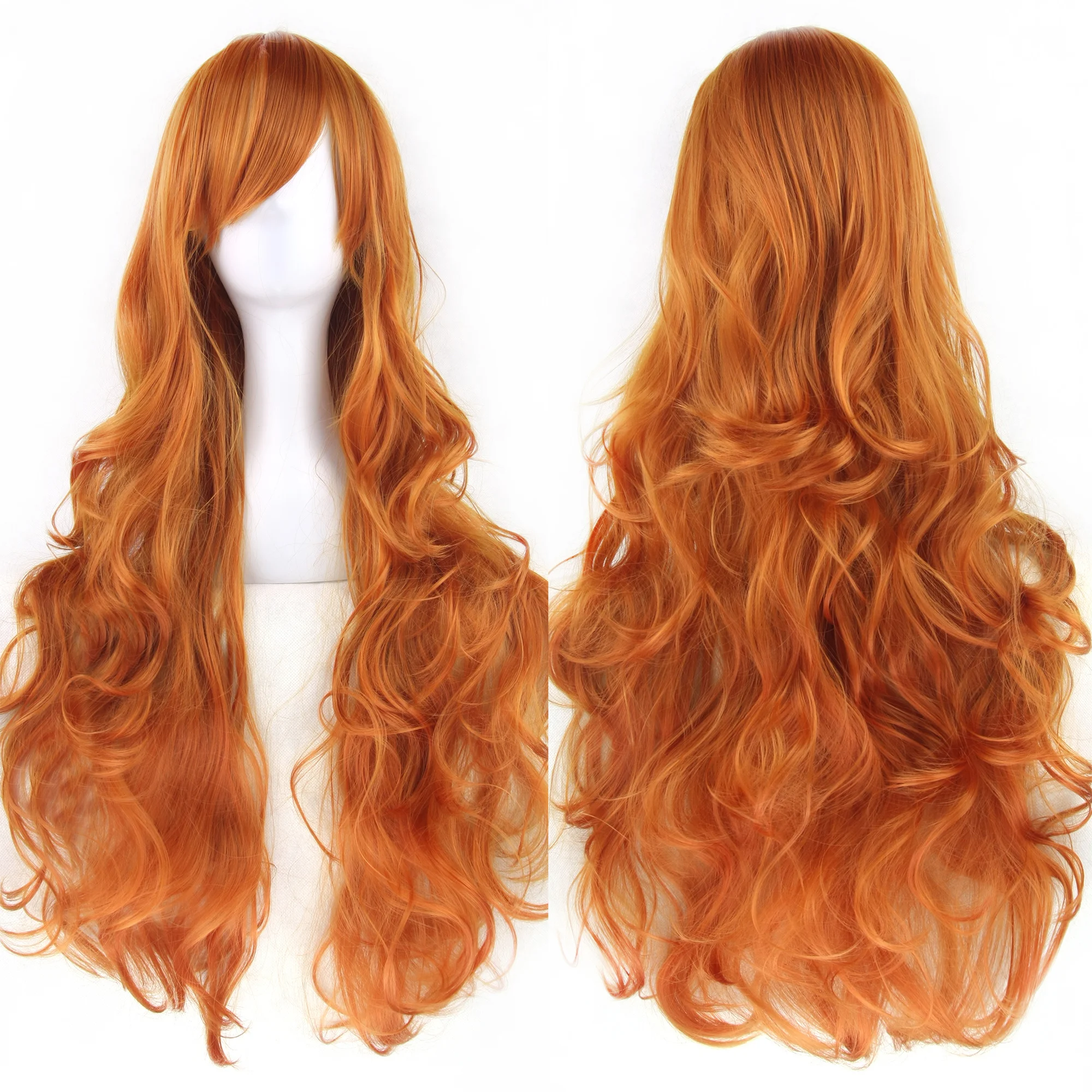 Soowee lockiges langes Kunsthaar, grüne Perücke, Haarteil, rosa, schwarz, Party-Haar, Cosplay-Perücken für Frauen – Detail 4