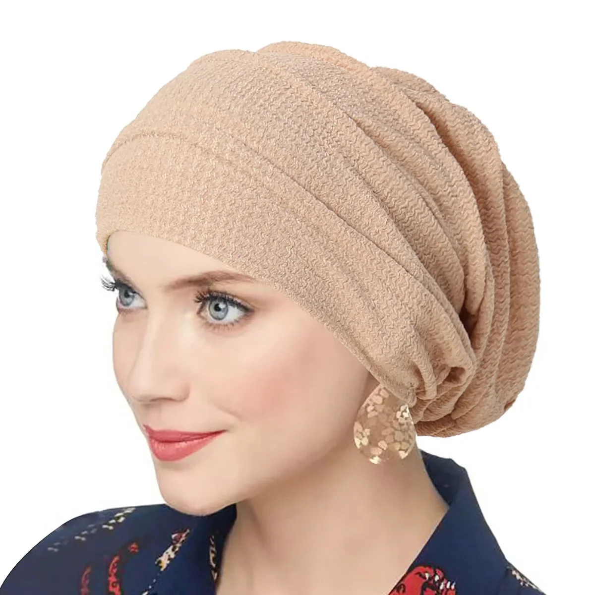 Muslim Women Baggy Turban Hijab Cancer Hat Chemo Cap Headscarf Hair Loss Beanies Bonnet Headband Headwear Wrap Islamic Mujer