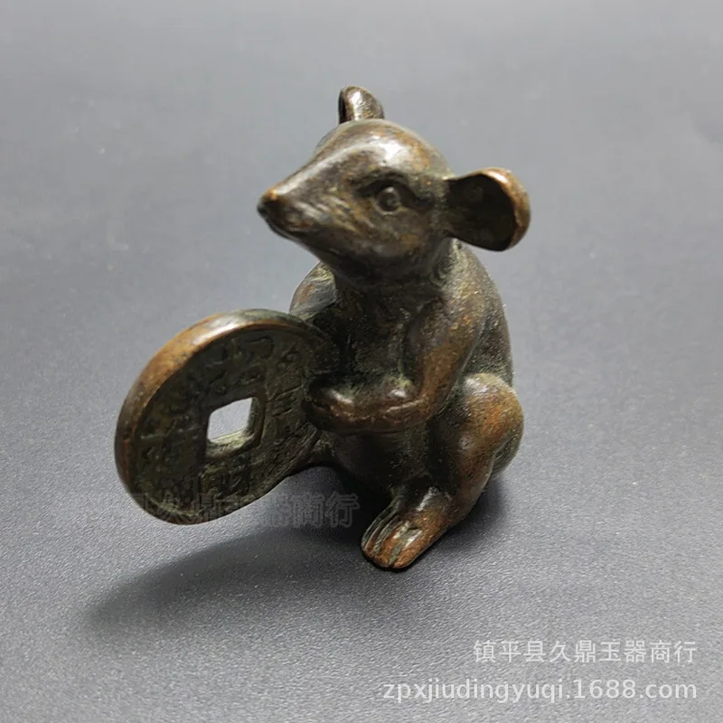Bronze Zodiac Ornament, Money Rat Solid Tea Pet, Creative Craft for Home, Desktop