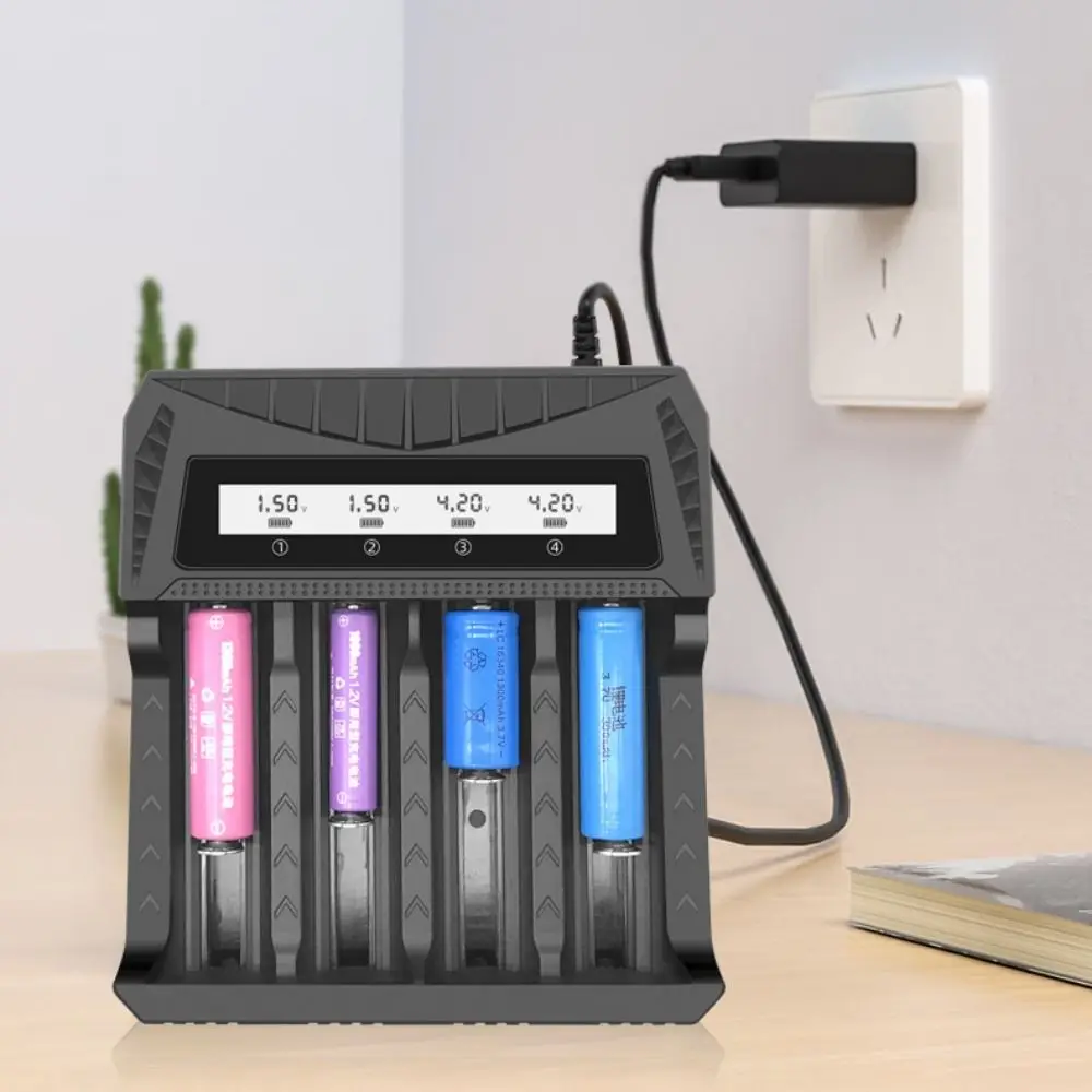 

4 Slots Lithium battery charger 1.2V-1.5V Ni-MH 3.7V-4.2V Li-ion LCD Display Battery USB Charger LCD Display Intelligent LCD