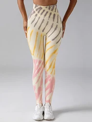 Seamless Tie Dye Peach Hip Fitness Pants Leggings High Waist Women Sports Tights Yoga Pants Workout Breathable Gym