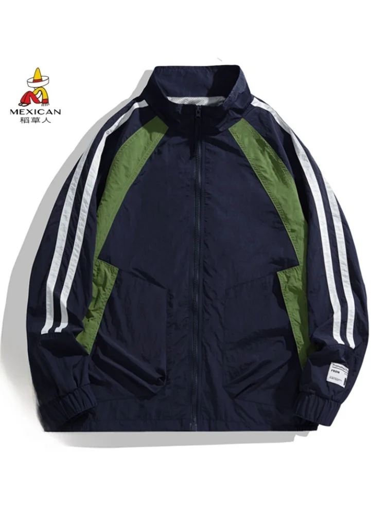 

Мужская куртка Color Blo свободного кроя с воротником-стойкой, ветрозащитная, водонепроницаемая, для активного отдыха, весна-осень, новая модель, рабочая одежда, повседневный стиль