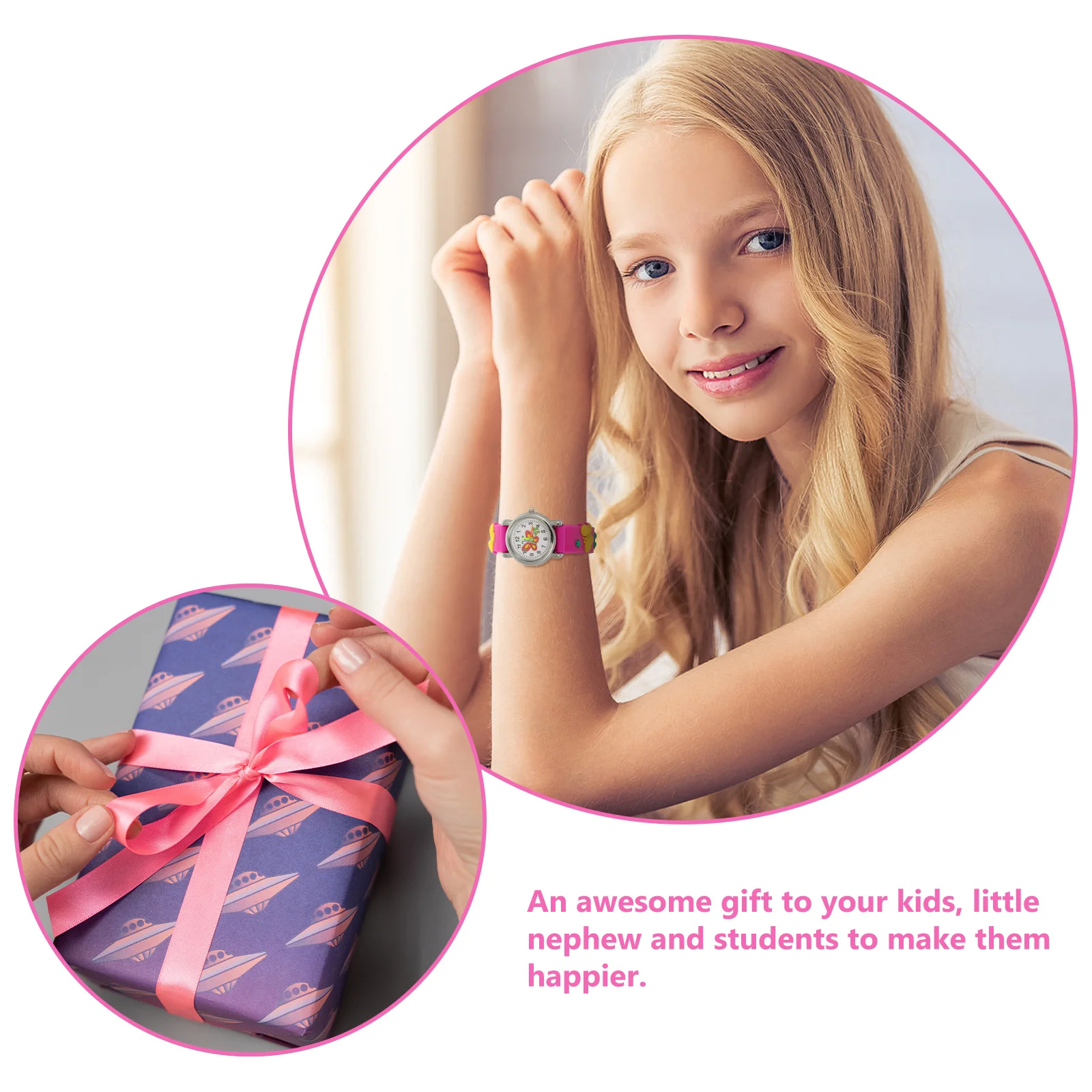 Children's Butterflies Watch Creative Cartoon Design Smooth Adjustable Strap Accurate Timing Lightweight Wristwatch for Kids