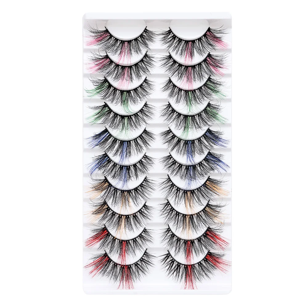 ふわふわのつけまつげ,化粧品アクセサリー,自然な効果,10ペア,メイクアップ,5色,C5D-mix01-2